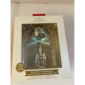Hallmark ornament blue ribbon First Christmas 2022 new